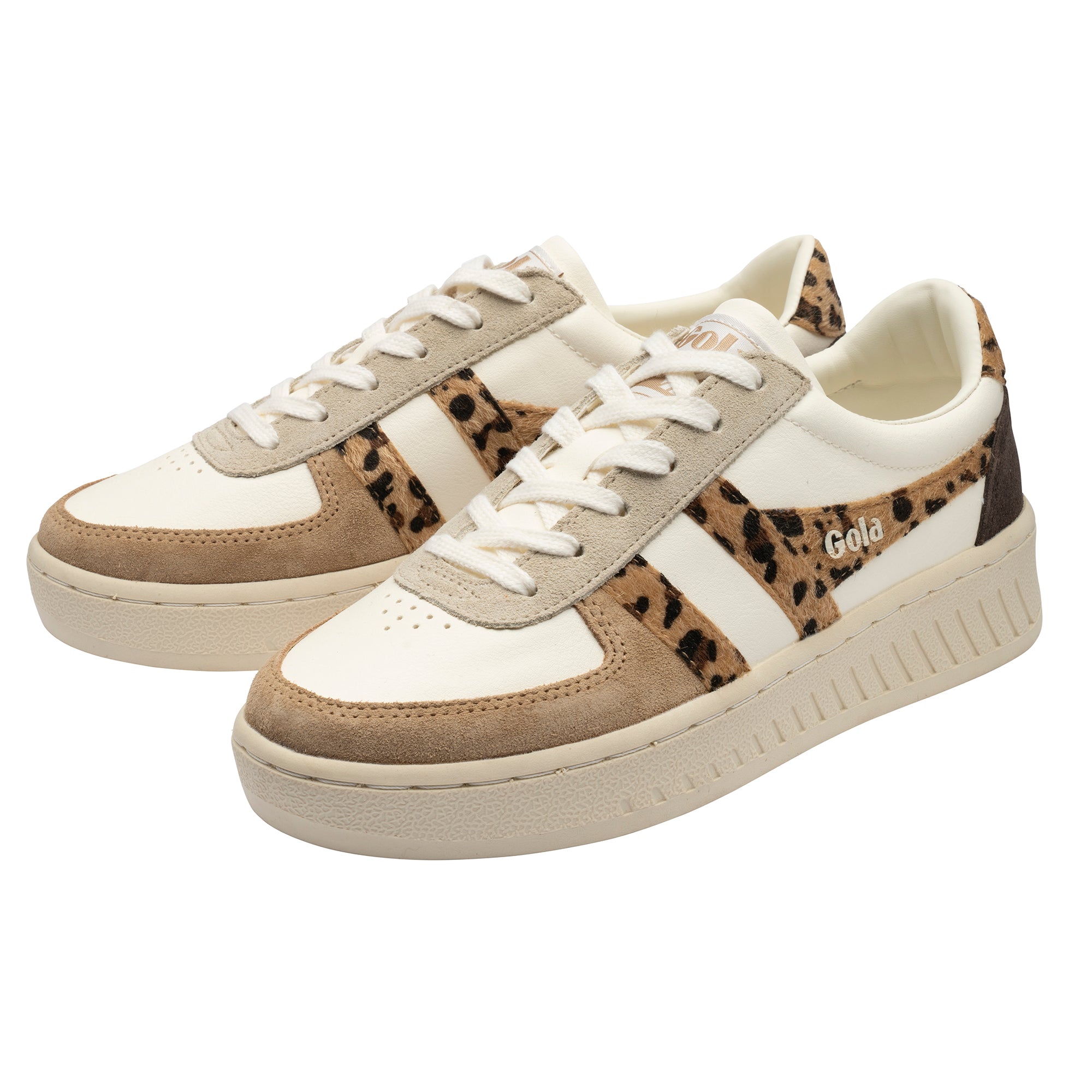 Women's Grandslam Safari Trainers - Off White/Light Caramel/Leopard/Mocha